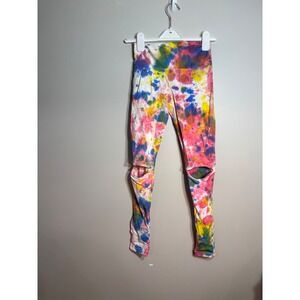 Vull Sport Womens Tie Dye Knee Cutout Leggings Multi Color High Waist Size S